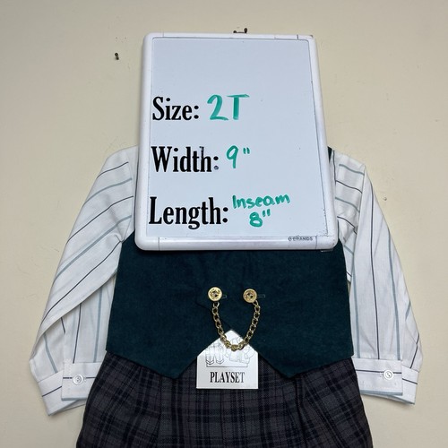 Vintage BT Kinder 4-teiliges kariertes Outfit Weste Hose Fliege Hemd - Ostern neu aus altem Lagerbestand neu mit Etikett - Bild 11 von 12