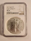 American Silver Eagle Coin - 2021 1oz .999 Silver MS 70 NGC Eagle Landing T-2
