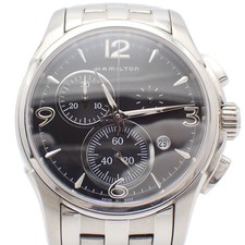 Hamilton Jazzmaster Chronograph Men's Watch Black Dial Genuine SS Belt H326120