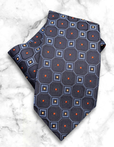 Ermenegildo Zegna Silk Designer Multicolor Geometric Neck Tie
