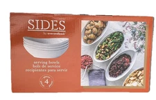 Overandback Sides 4-Pack Serving Bowls Stoneware 11.7 X 6.2 X 3.3 in White New
