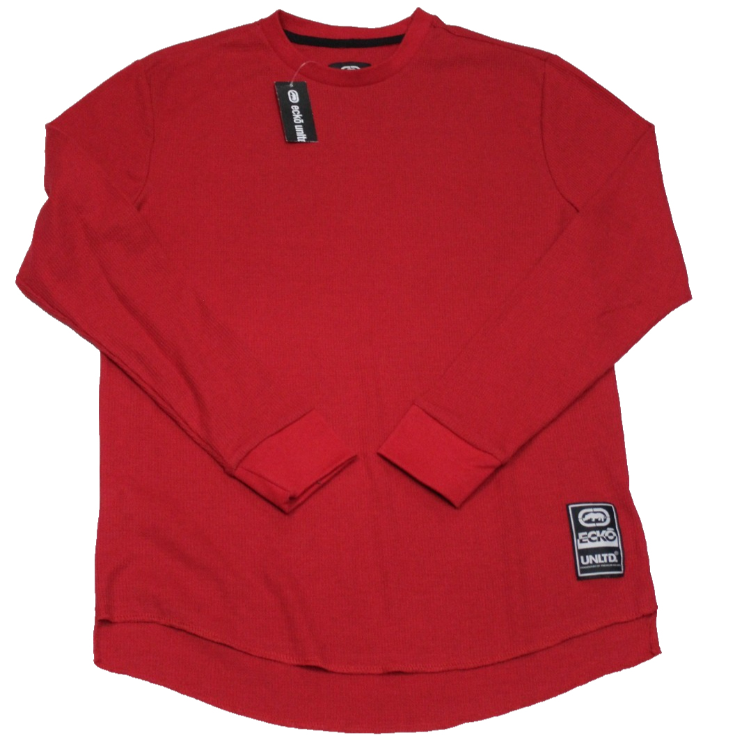 NWT Ecko Unltd. Men's Waffle Weave T-Shirt Size L Red Long Sleeve Style EO32L285