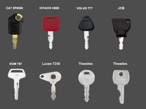 8 Master Plant Key Set JCB Komatsu Volvo CAT Hitachi Thwaites Lucas Excavator - Picture 1 of 9