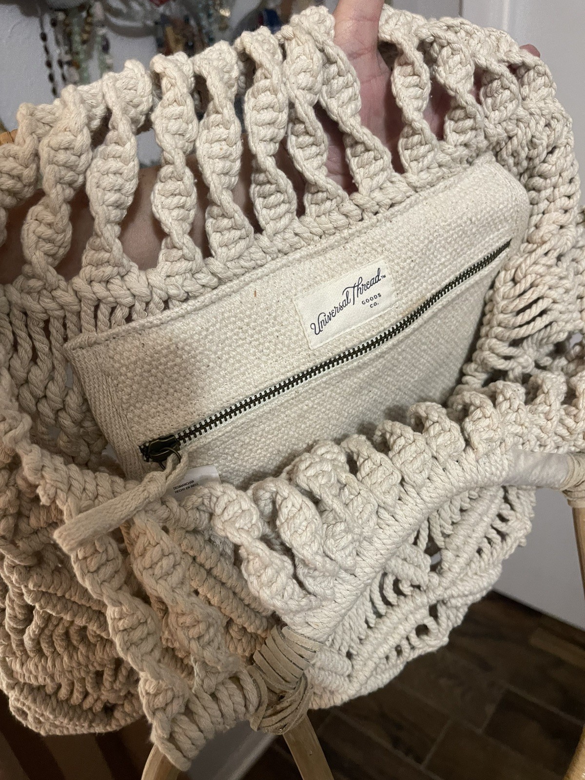 Universal Thread White Crochet Macrame Handbag wi… - image 7