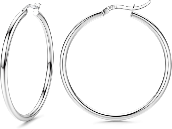 Creolen Silber 925 FüR Damen Ohrringe Silber 925 Creolen Hypoallergene GroßE Mit-image