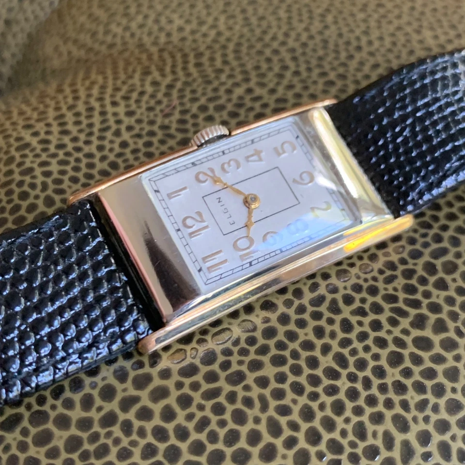 Reloj Pulsera 1934 Elgin Grado 483 17 Joyas Lleno Oro 14K Dos Tonos Art Deco Foto 4 de 4