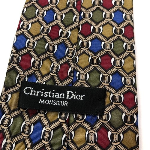 Christian Dior Monsieur Multicolor Chain Link Silk Tie MINT - Picture 3 of 8