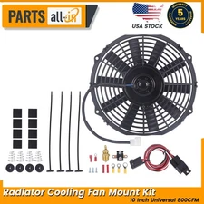 10 Inch Electric Radiator Cooling Fan Universal 800CFM &Thermostat Mount Kit 12V