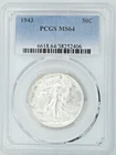 1943 WALKING LIBERTY SILVER HALF DOLLAR PCGS MS64
