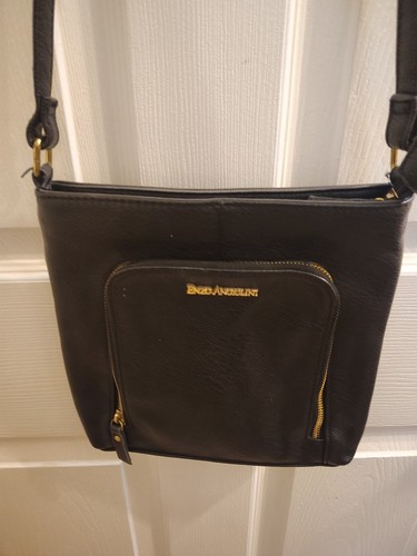 Enzo Angiolini Crossbody Black Faux Leather Handbag Purse Medium Size Messenger - Picture 3 of 15