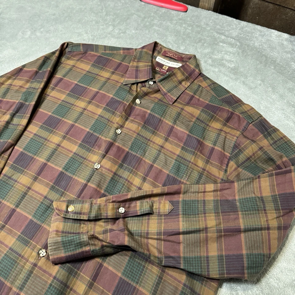 Vintage 90s Nordstrom Button Down Shirt Mens M Brown Cotton Soft Plaid - Image 3 of 4