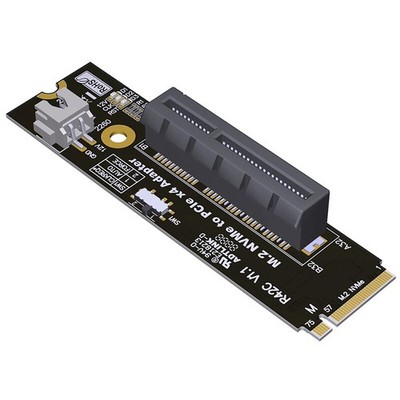 ADT PCIe 4.0 M.2 Key-M to PCI-E X4 X16 Riser Adapter Card SATA Power Adapter