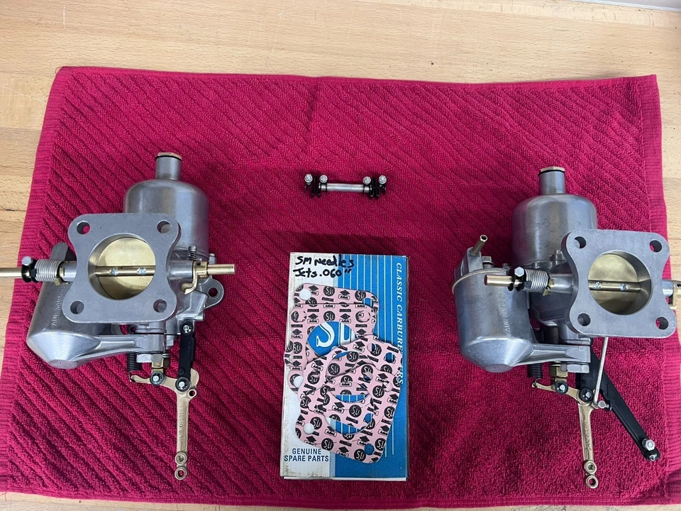 Triumph TR3 TR4 SU HD6 AUC878 carburetor pair fully restored and original - Image 4 of 4
