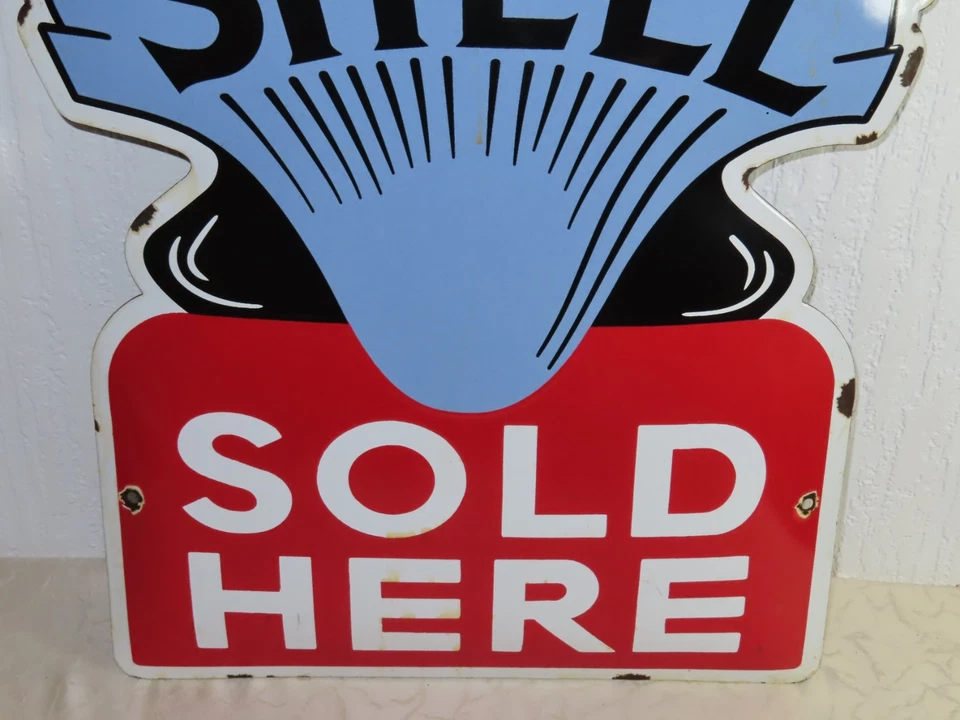 Schild Emailschild Benzin Sealed Shell Sold Here, Werkstatt! - Bild 3 von 4