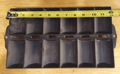 Vintage Gusseisen Französische Brötchen Pfanne Antik Tormarkiert 12 Fächer, UNMARKIERT - Bild 5 von 15