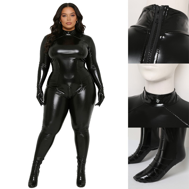 Women Jumpsuit Footed Tights Unitard Stretchy Full Body Special Night Romper-image