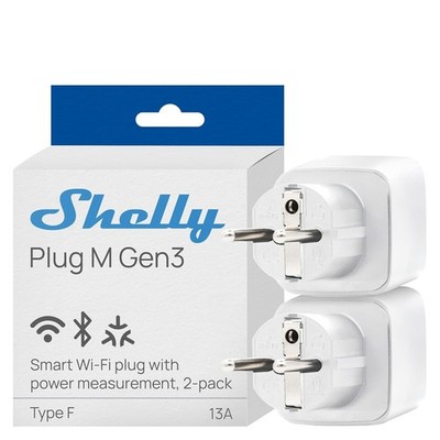 Shelly Plug M Gen3 White - Wi-Fi & Matter Smart Plug, Power Measurement