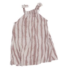 H&M, Kleid, Größe: 98, Beige/Weiß, Leinen/Viskose, Streifen, Mädchen #nEm