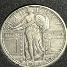 1917 Standing Liberty Quarter. Type 1.  FH/AU+.  KM# 141. 90% Silver Uncleaned.