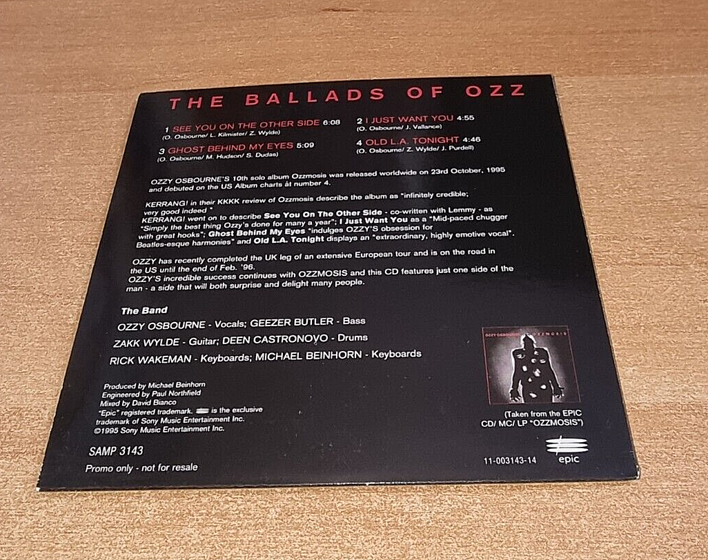 OZZY OSBOURNE The ballads of Ozz ULTRA RARE AUSTRIA PROMO CD