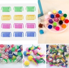 6-50 PCS Bulk Cat Kitten Dish Bowl Hollow Ball Bell Catnip Mice Teasers Pom Toy