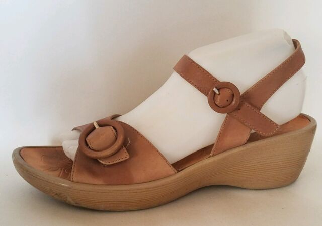 Kumfs Sandals Womens 10.5 M EUR 41 Brown Leather Wedge Ankle Strap Open ...