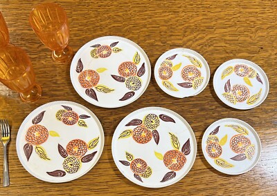 Irwin Plastic Dining Play Set, Autumn Plates, Silverware, Glasses, Doll Sized