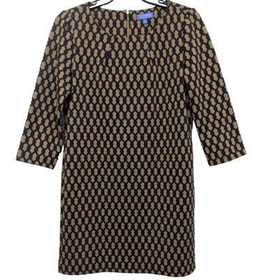 Vivienne Tam Sheath Dress 12 Geometric Chain Link Knee Stretch Knit Career Boho