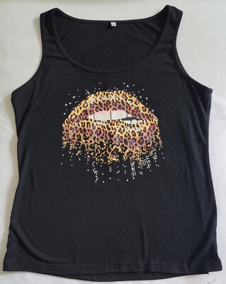 Unknown Brand Womens Tank Top Leopard Pattern Lip Bitting Lower 