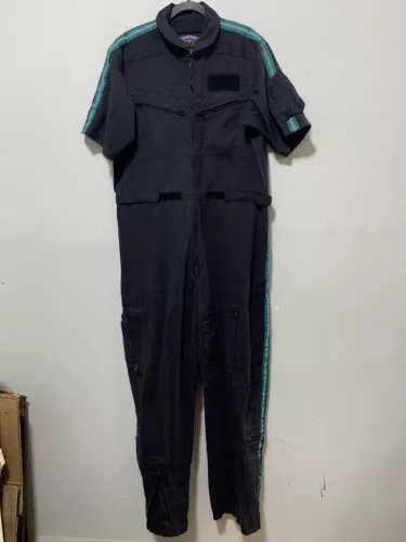 Gibson & Barnes Men Size 46T Navy Blue/Black Flight Suit Short Sleeve Zip Up