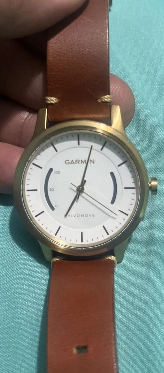 Garmin Vivomove Classic Smartwatch Watch Unisex Gold Tone Needs Battery EUC