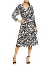 Eliza J Dress 12 Pink Ivory Black 3/4 Long Sleeve Career Church Washable NEW