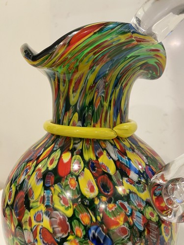1950s Italian Art Glass Millefiori Murano Fratelli Toso Water Pitcher - 9.75” Ht - Picture 21 of 22