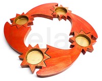 Teelichthalter 4Er Set Sternschnuppe Holz Kerzenhalter Kerze Weihnachten (ZR3)