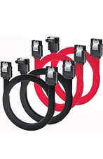 SATA Cable III, 4 Pack 90 Degree Right Angle to Straight to Straight 6Gbps
