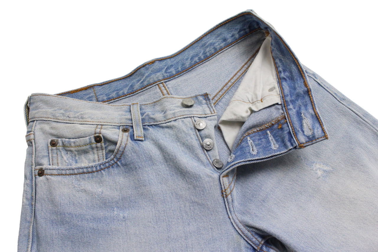 Levi's 501 CT Jeans Mens W24/L32 Customised Tapered Ripped Distressed Button thumbnail 4