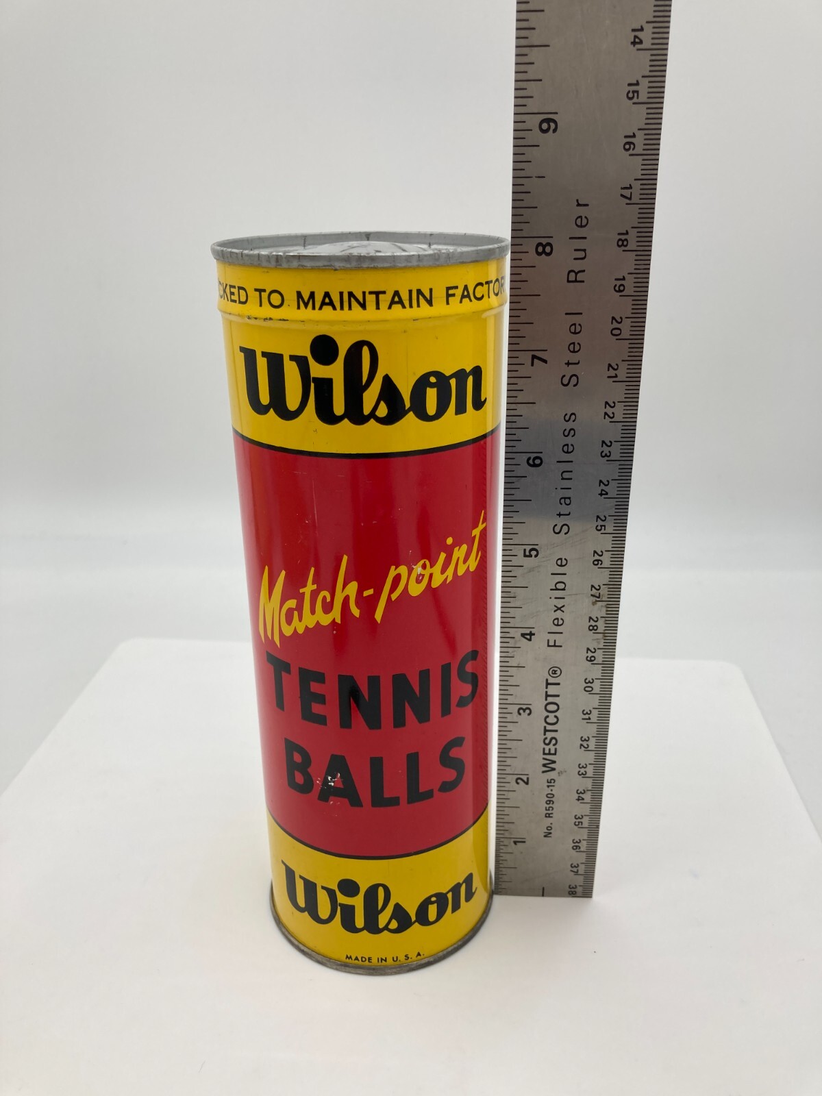 Vintage Wilson Sporting Goods Match Point Tennis Balls Canco Can With