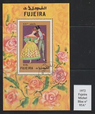 Timbre bloc FUJEIRA oblitéré de 1972 n° Michel 95A Costumes