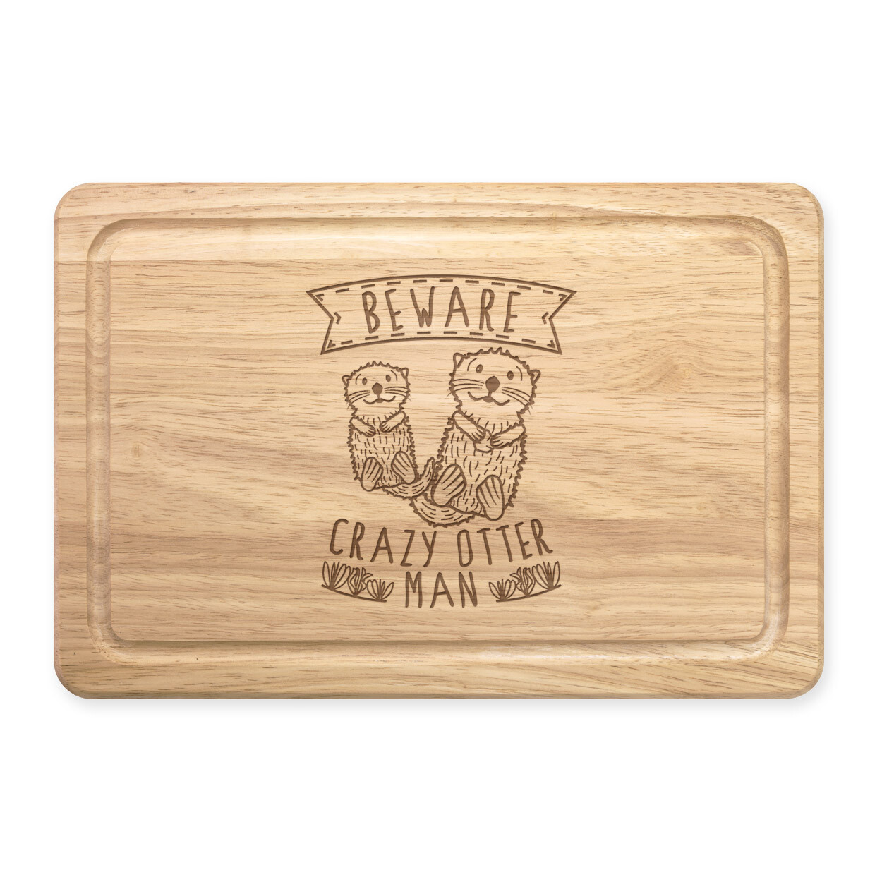 Beware Crazy Otter Man Rectangular Wooden Chopping Board Funny Animal