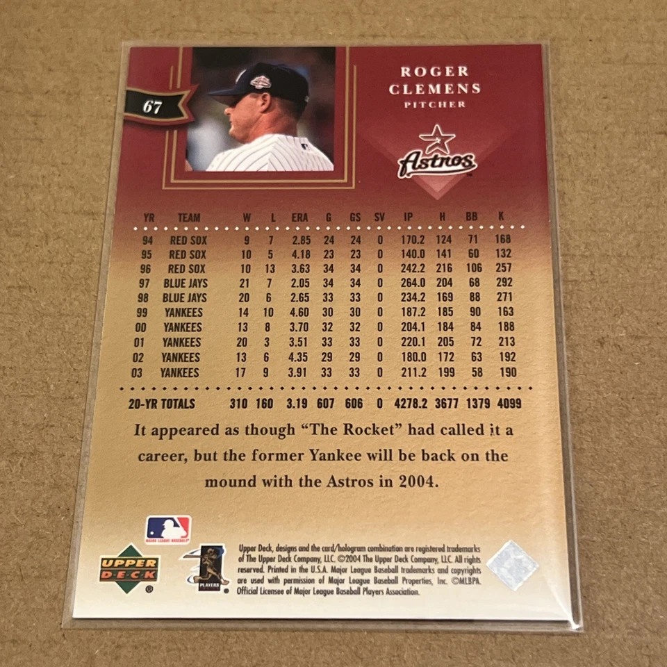2004 Upper Deck Diamond Collection All-Star Lineup #67 Roger Clemens HOU Astros - Image 2 of 2