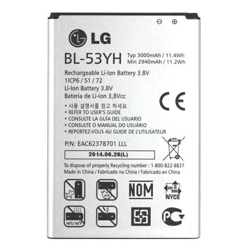 Genuine LG G3 D850 D855 D830 BL-53YH BATTERY 3000MAH 3.8V - Picture 1 of 1