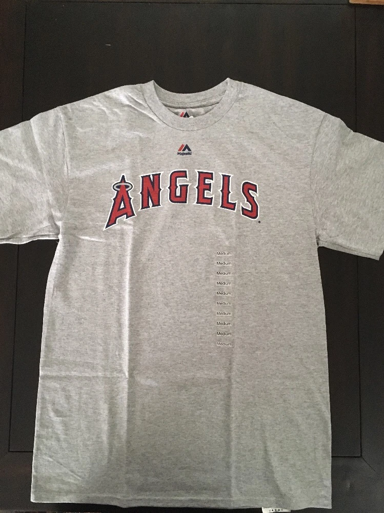 BRAND NEW MEDIUM LOS ANGELES ANGELS OF ANAHEIM T SHIRT GRAY MAJESTIC GENUINE MLB