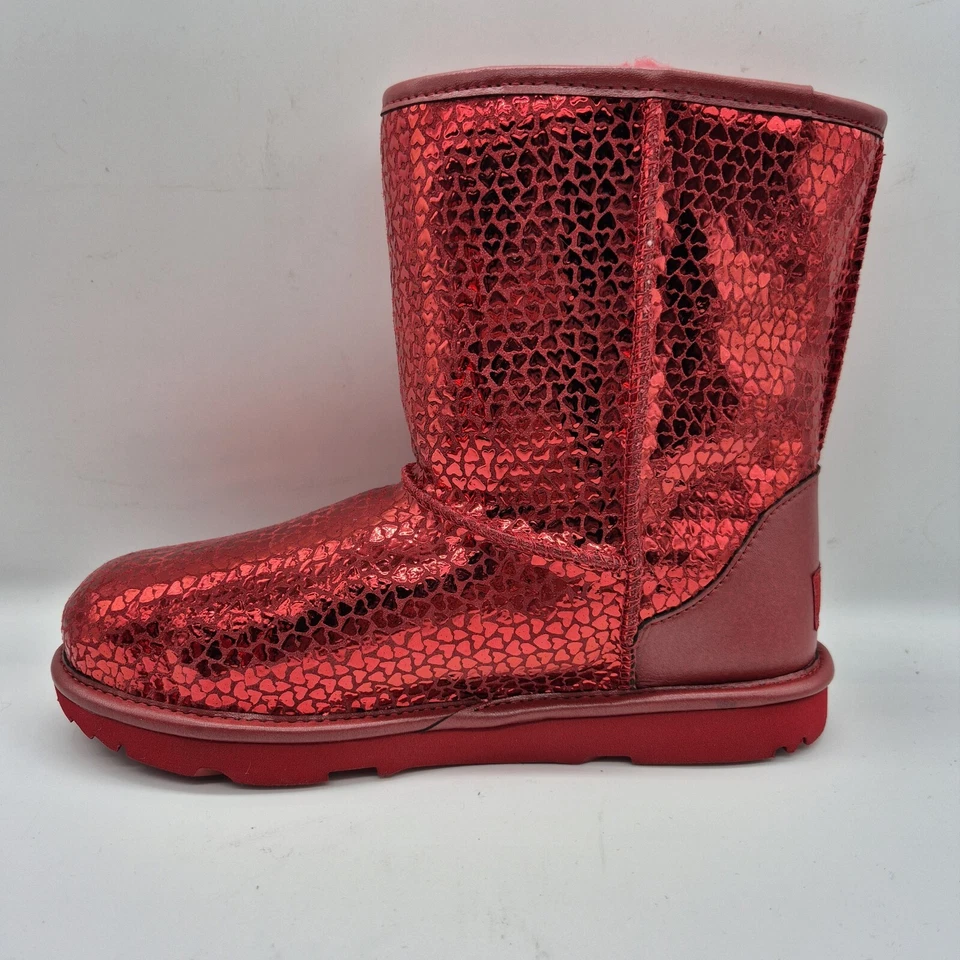 Ugg Juvenil Talla 11 Clásico II Gel Corazones Rojos Cortos Medianos Botas Felpa (610) Foto 4 de 4