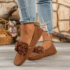 Women Casual Loafers Flat Square Toe Flower Pumps Moccasins Comfy Slip On Shoes
