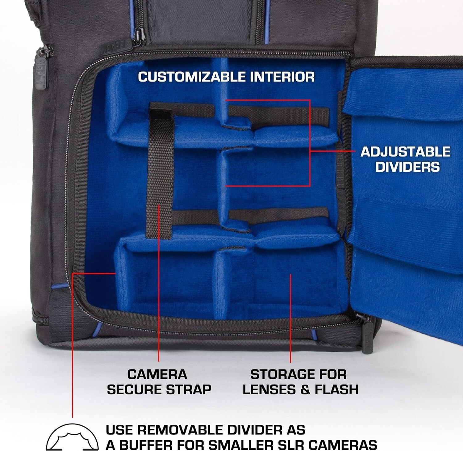 Sac à Dos NOIR BLEU Réflex - Compartiment PC et Support Trépied
