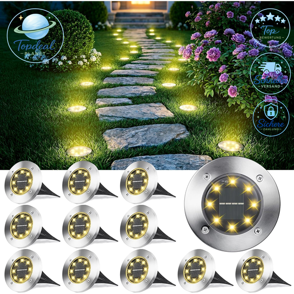 Joomer Solar Bodenleuchten Aussen Mit 8 Leds 12 StüCk 3000K Warmweiß-image