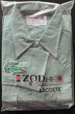 Vintage IZOD J.G. Lacoste Gingham Shirt Size 20 NOS Green Korea