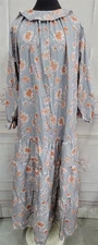 Victorian Trading XL Chrysanthemum Sky High Collared Crepe Maxi Shift Dress 47B