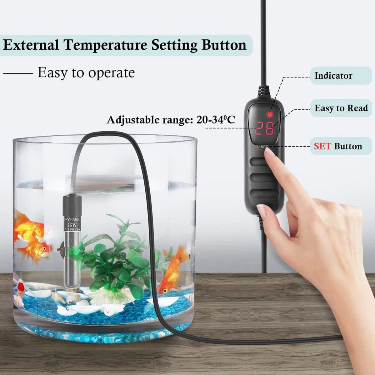 Mini Submersible Aquarium Heater, 25W 50W 100W 300W Small Heater for Fish Tank 1