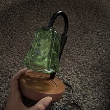 Green Glass Bell Shade Accent Lamp Plug-In Sw...